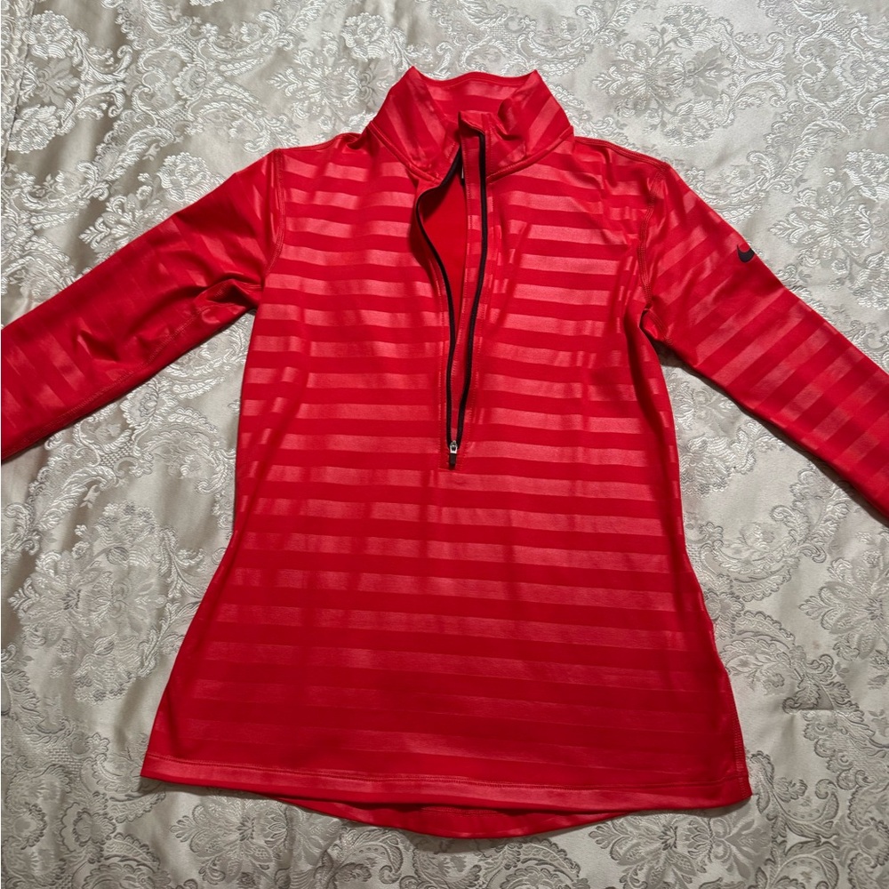 Nike Women's Striped Red Long Sleeve Top
